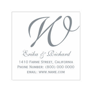 Monogram koppel naam & adres grijs  zelfinktende stempel