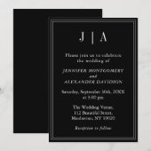 Monogram Koppel Naam Modern Eenvoudig Zwart-Wit Kaart (Voorkant / Achterkant)