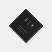 Monogram Koppel Naam Modern Eenvoudig Zwart-Wit Servet (Hoek)