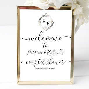 Monogram Koppel Shower Welkom Bord Schuimbord Poster