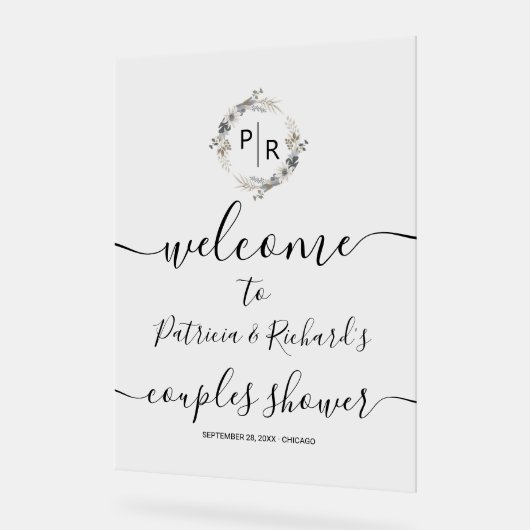 Monogram Koppels Douche Welkomstbord Acryl Bord (Hoek)