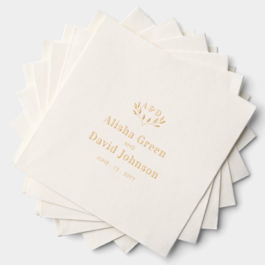 Monogram koppels Naam Aangepaste bruiloft Folie Servetten (Insitu (Gestapeld))