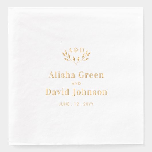Monogram koppels Naam Aangepaste bruiloft Folie Servetten (Voorkant)