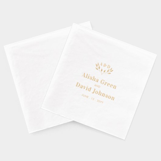 Monogram Koppels Naam Aangepaste Trouw  Folie Servetten (Achterkant)