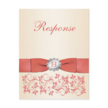 Monogram Koraal Champagne Bloem Bruiloft RSVP
