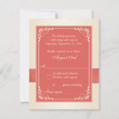 Monogram Koraal Champagne Bloem Bruiloft RSVP Kaartje (Achterkant)