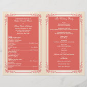 Monogram koraal, Champagne Wedding Programme (Achterkant)