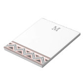 Monogram koraal en grijs Geometrisch tribaal Notitieblok (Linkerzijde)
