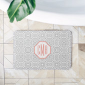 Monogram koraal en grijs Quatrefoil Badmat