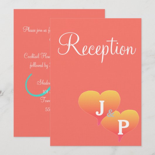 Monogram Koraal Ontvangstkaarten Kaart (Voorkant / Achterkant)