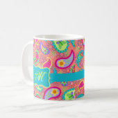 Monogram koraal Oranje modern Paisley Pattern Koffiemok (Voorkant links)