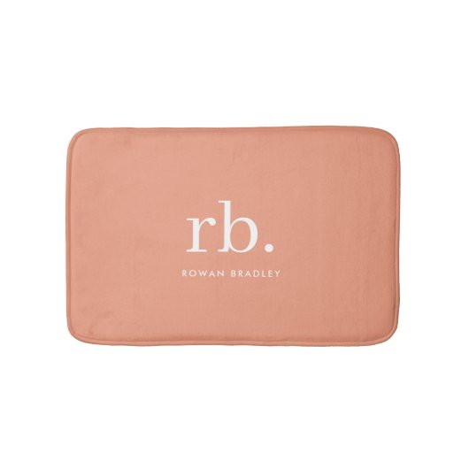 Monogram Koraal Peach Elegant Feminine minimalist Badmat (Voorkant)