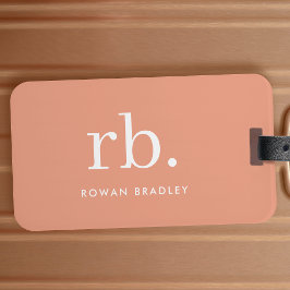 Monogram Koraal Peach Elegant Feminine minimalist Bagagelabel