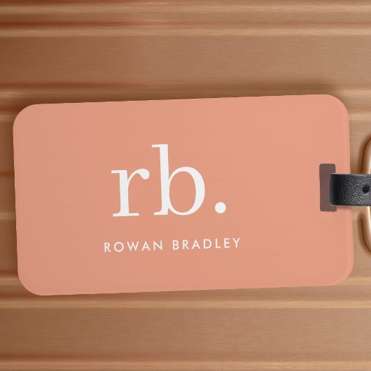 Monogram Koraal Peach Elegant Feminine minimalist Bagagelabel