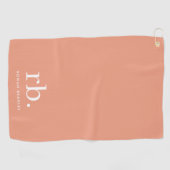 Monogram Koraal Peach Elegant Feminine minimalist Golfhanddoek (Horizontaal)