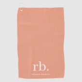 Monogram Koraal Peach Elegant Feminine minimalist Golfhanddoek (Voorkant)