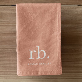 Monogram Koraal Peach Elegant Feminine minimalist Handdoek