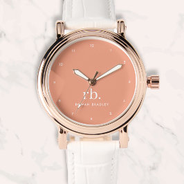 Monogram Koraal Peach Elegant Feminine minimalist  Horloge