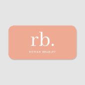 Monogram Koraal Peach Elegant Feminine minimalist Naamplaatje (Voorkant)