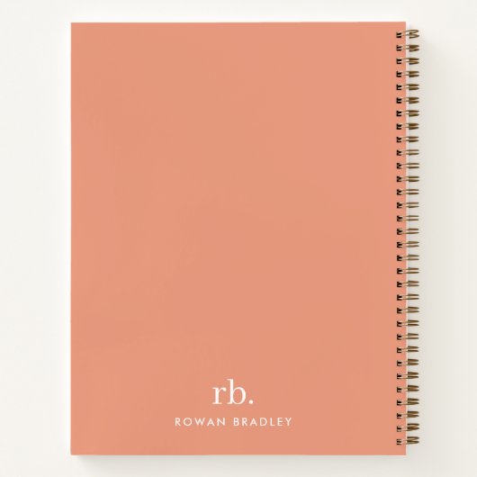 Monogram Koraal Peach Elegant Feminine minimalist Notitieboek (Achterkant)