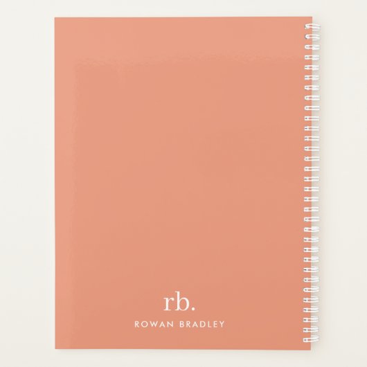 Monogram Koraal Peach Elegant Feminine minimalist Planner (Achterkant)