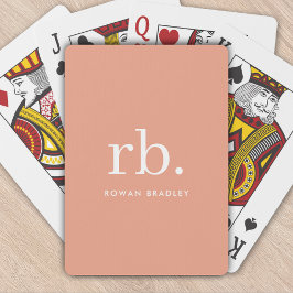 Monogram Koraal Peach Elegant Feminine minimalist Pokerkaarten