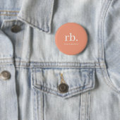 Monogram Koraal Peach Elegant Feminine minimalist Ronde Button 5,7 Cm (In situ)