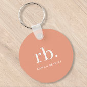 Monogram Koraal Peach Elegant Feminine minimalist Sleutelhanger