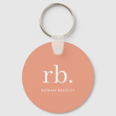 Monogram Koraal Peach Elegant Feminine minimalist Sleutelhanger (Voorkant)