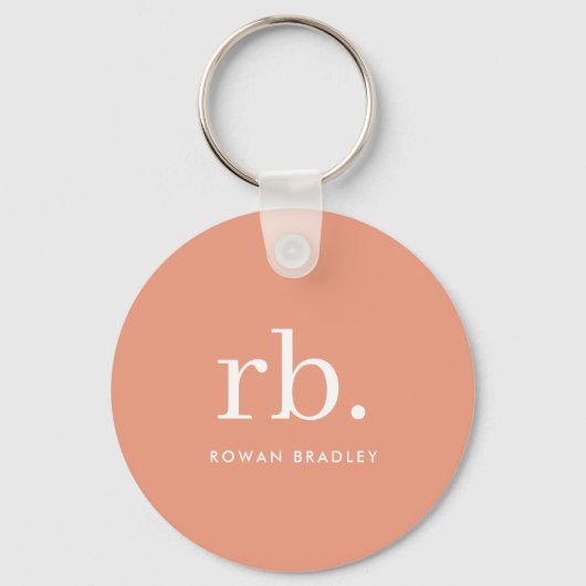 Monogram Koraal Peach Elegant Feminine minimalist Sleutelhanger (Voorkant)