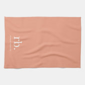 Monogram Koraal Peach Elegant Feminine minimalist Theedoek (Horizontaal)