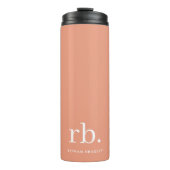 Monogram Koraal Peach Elegant Feminine minimalist Thermosbeker (Voorkant)