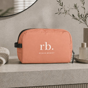 Monogram Koraal Perzik Elegant Vrouwelijk Minimali Toilettasje