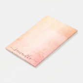 Monogram koraal roos goudroze roze marmer post-it® notes (Schuin)