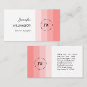 Monogram koraal roze deeg visitekaartje (Voorkant / Achterkant)