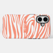 Monogram Koraal Roze Gestreepte Zebra Patroon Tren Case-Mate iPhone Case (Achterkant (horizontaal))