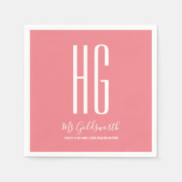 Monogram Koraal Roze Persoonlijke Stylist Merk Servet
