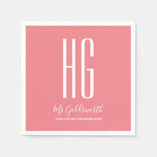 Monogram Koraal Roze Persoonlijke Stylist Merk Servet