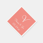 Monogram Koraal Roze Stijlvol Kleurenontwerp Napki Servet (Hoek)