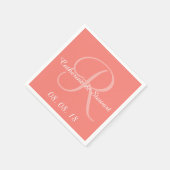 Monogram Koraal Roze Stijlvolle Kleur Design Weddi Servetten (Hoek)