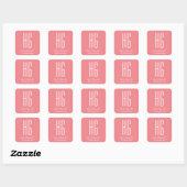 Monogram Koraal Roze Witte Typografie Zakelijk Vierkante Sticker (Vel)
