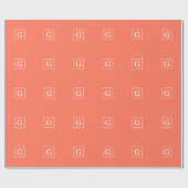 Monogram koraal wit omgevormd Initiaal Cadeaupapier (Vlak)