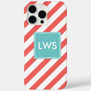 Monogram koraaldiagonaal iPhone 16 pro max hoesje