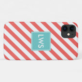 Monogram koraaldiagonale strepen Case-Mate iPhone case (Achterkant (horizontaal))
