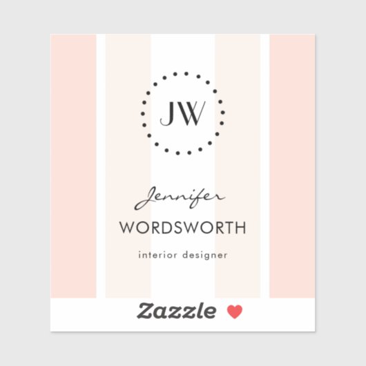 Monogram Koraalpasta minimalistisch professioneel Sticker (Vel)