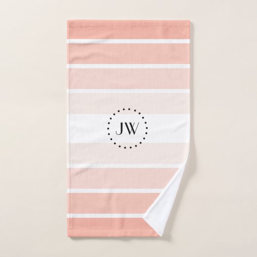 Monogram koraalpasta Stripes Bad Handdoek (Handdoek)