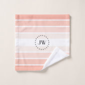 Monogram koraalpasta Stripes Bad Handdoek (Wasdoekje)
