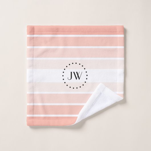 Monogram koraalpasta Stripes Bad Handdoek (Wasdoekje)
