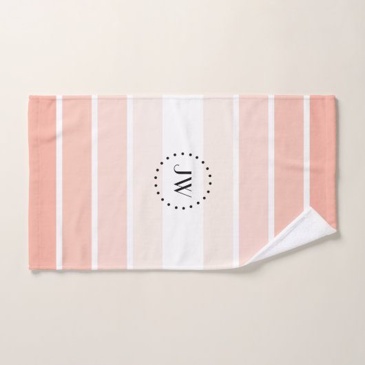 Monogram koraalpasta Stripes Bad Handdoek (Handdoek)