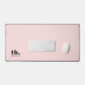 Monogram Koraalperzik Elegant Vrouwelijk Minimalis Bureaumat (Keyboard & Muis)